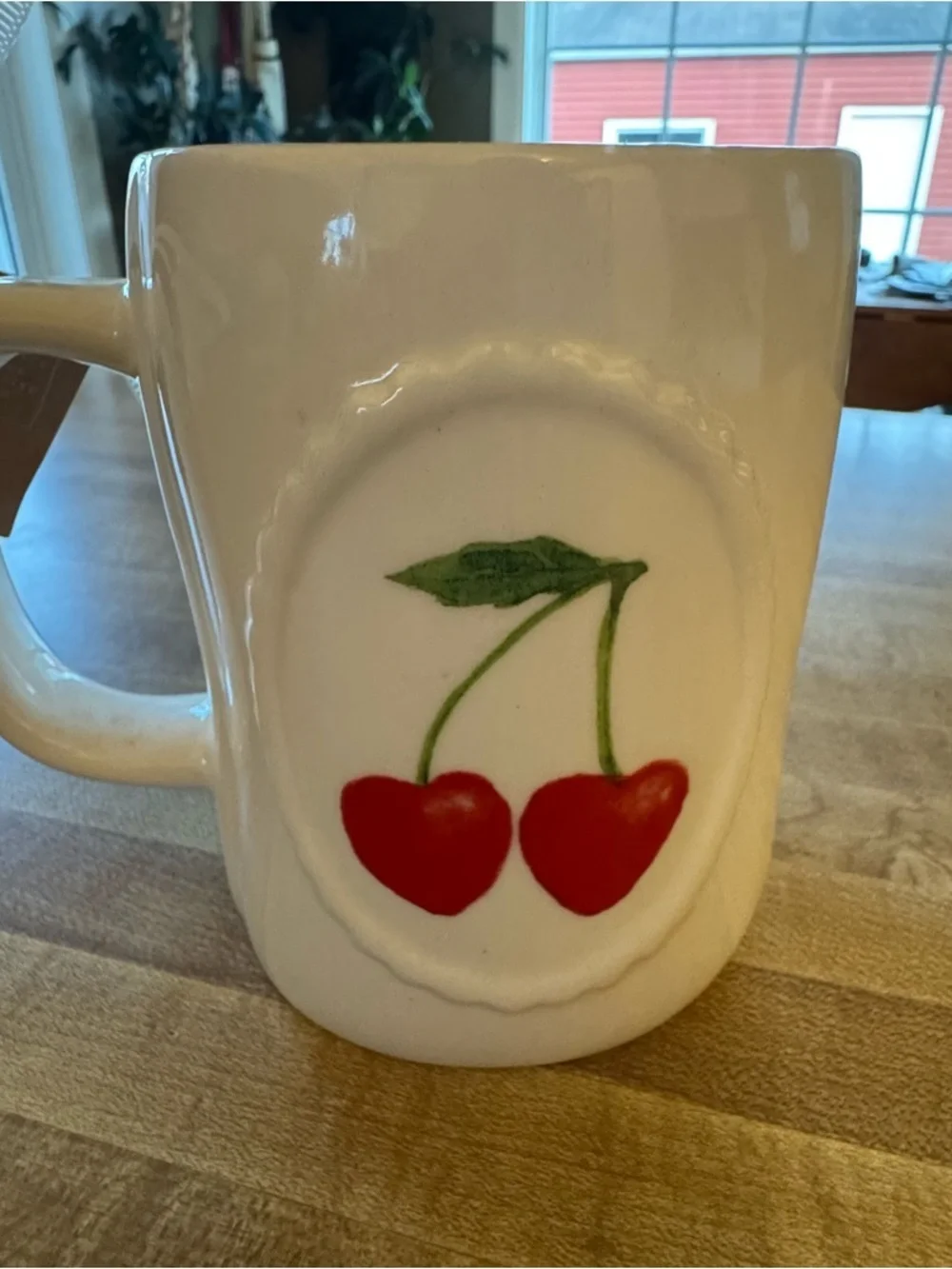 Rae Dunn Valentine's Day ‘MON CHERRY’ Double-Sided Mug w/Red Interior NWT